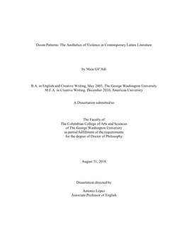 The Aesthetics of Violence in Contemporary Latinx Literature by Maia Gil'adí BA in English and Creative Writ