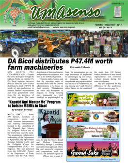 DA Bicol Distributes P47.4M Worth Farm Machineries by Lovella P