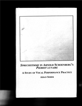 SPRECHSTIMME in ARNOLD SCHOENBERG's PIERROT Lunalre