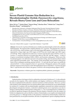 Severe Plastid Genome Size Reduction in a Mycoheterotrophic Orchid, Danxiaorchis Singchiana, Reveals Heavy Gene Loss and Gene Relocations