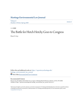 The Battle for Hetch Hetchy Goes to Congress, 6 Hastings West Northwest J