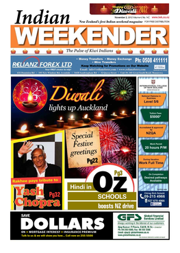 Indian New Zealand’S Frst Indian Weekend Magazine for Free Distribution