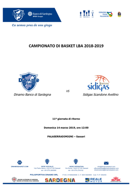 Campionato Di Basket Lba 2018-2019