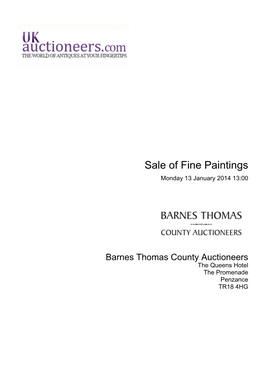 Sale of Fine Paintings Monday 13 January 2014 13:00