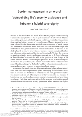 'Statebuilding Lite': Security Assistance and Lebanon's Hybrid Sovereignty