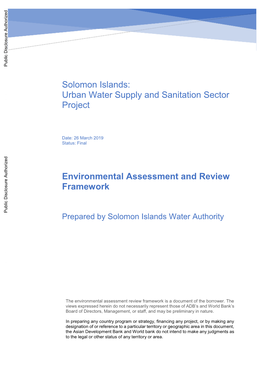 Environmental Assessment and Review Framework