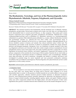 Alkaloids, Terpenes, Polyphenols, And