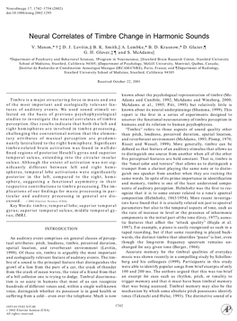 Neural Correlates of Timbre Change in Harmonic Sounds