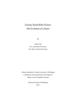 Literary Serial Killer Fiction: the Evolution of a Genre