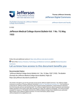 Jefferson Medical College Alumni Bulletin) Jefferson Alumni and Faculty