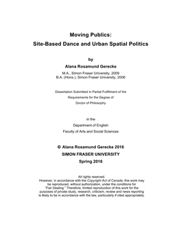 Site-Based Dance and Urban Spatial Politics