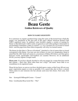 Beau Geste Golden Retrievers of Quality