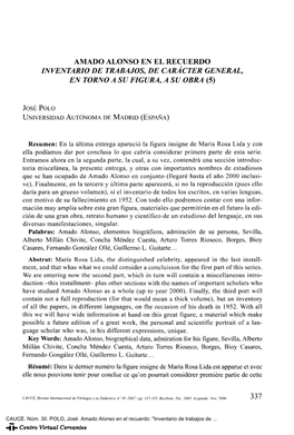 Amado Alonso En El Recuerdo Inventario De Trabajos, De Carácter General, En Torno a Su Figura, a Su Obra (5)