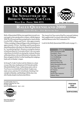 Brisport the Newsletter of the Brisbane Sporting Car Club