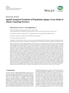 Spatial-Temporal Variation of Population Aging: a Case Study of China’S Liaoning Province