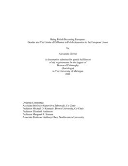 Being Polish/Becoming European: Gender and the Limits of Diffusion in Polish Accession to the European Union