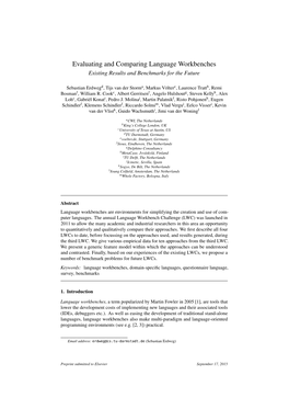 Evaluating and Comparing Language Workbenches Existing Results and Benchmarks for the Future