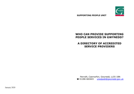 Who Can Provide Supporting People Services in Gwynedd?