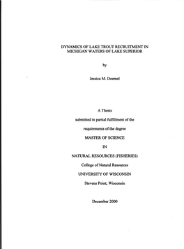 Dynamics of Lake Trout Recruitment in Michigan Waters of Lake Superior