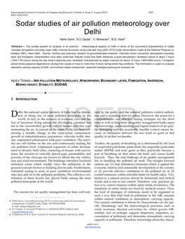 Sodar Studies of Air Pollution Meteorology Over Delhi Neha Gera1, N.C.Gupta1 , V