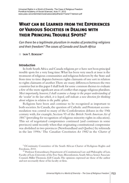 What Can Be Learned from the Experiences of Various Societies in Dealing with Their Principal Trouble Spots?*