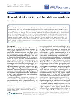 Biomedical Informatics and Translational Medicine Indra Neil Sarkar