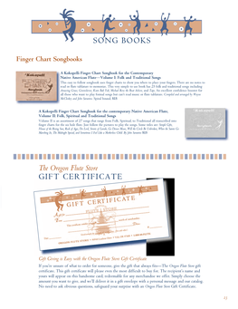SONG BOOKS the Oregon Flute Store GIFT CERTIFICATE