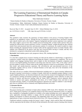 Progressive Educational Theory and Passive Learning Styles