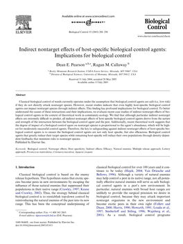 Indirect Nontarget Effects of Host-Specific Biological Control Agents