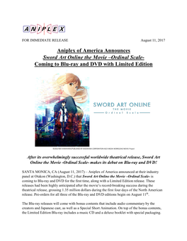 Ordinal Scale- Coming to Blu-Ray and DVD with Limited Edition