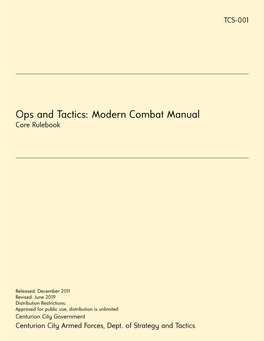 Ops and Tactics: Modern Combat Manual Core Rulebook