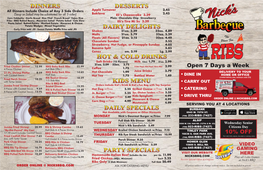 Desserts Dairy Delights Hot & Cold Drinks Kids Menu Daily