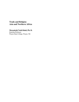 Trade and Religion Asia and Northern Africa