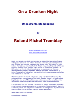 On a Drunken Night Roland Michel Tremblay