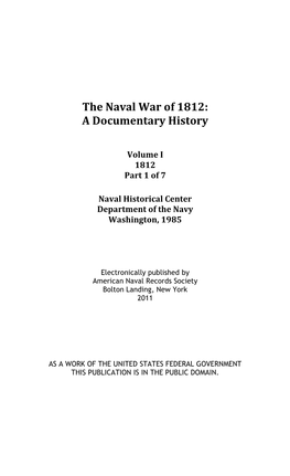 The Naval War of 1812, Volume 2, Front Matter