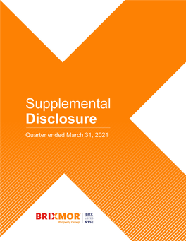 Supplemental Disclosure Quarter Ended March 31, 2021