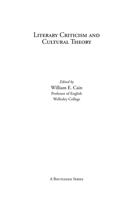 Literary Criticism and Cultural Theory