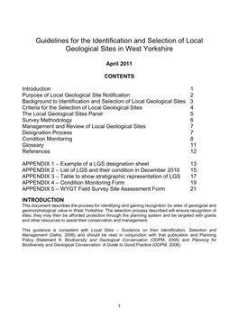 West Yorkshire LGS Designation Guidelines April 2011