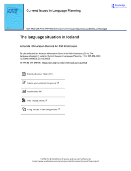 The Language Situation in Iceland