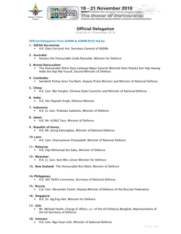 Official Delegation (Final List @ 18 November 2019)