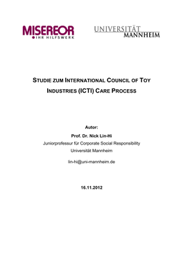 Studie Zum International Council of Toy Industries (Icti) Care Process