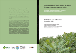 Management of Alien Plants in Spain