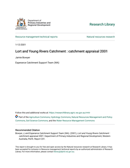 Lort and Young Rivers Catchment : Catchment Appraisal 2001