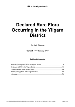 Declared Rare Flora Occurring in the Yilgarn District