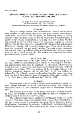 Benthic Communities West of Great Mercury Island, North-Eastern New Zealand