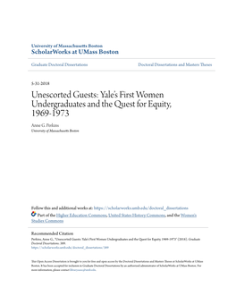 Yale's First Women Undergraduates and the Quest for Equity, 1969-1973