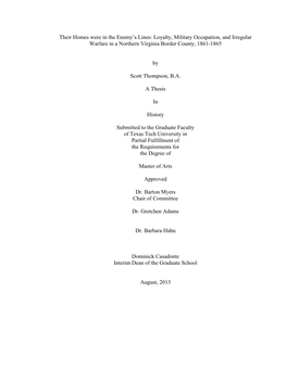 Loyalty, Military Occupation, and Irregular Warfare in a Northern Virginia Border County, 1861-1865