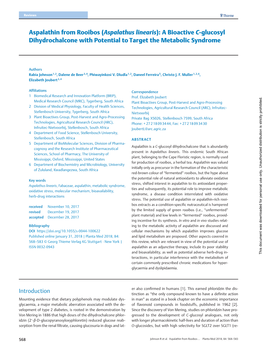 Aspalathin from Rooibos (Aspalathus Linearis): a Bioactive C-Glucosyl Dihydrochalcone with Potential to Target the Metabolic Syndrome