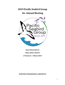 2019 Pacific Seabird Group 46Th Annual Meeting