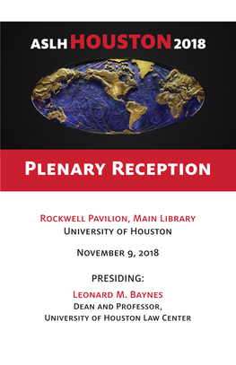 Plenary Reception Program